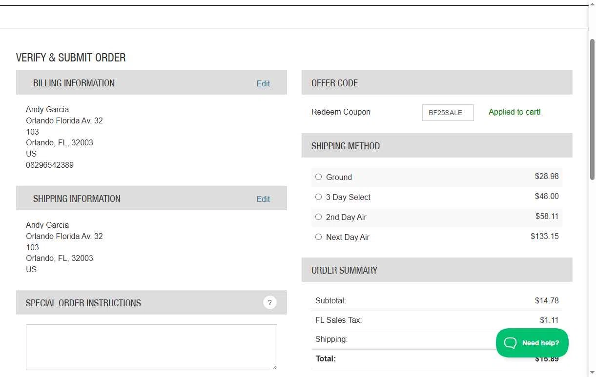 Oakley Signs & Graphics checkout page showing Oakley Signs & Graphics coupon code box | Screenshot taken by SimplyCodes community member on Nov 26, 2025