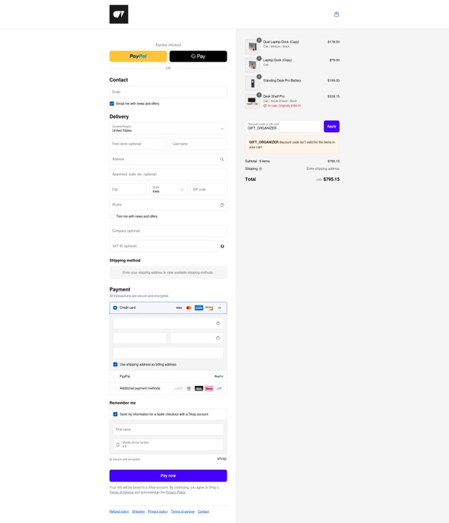 Oakywood checkout page showing Oakywood discount code box | Screenshot taken by SimplyCodes community member on Aug 27, 2025