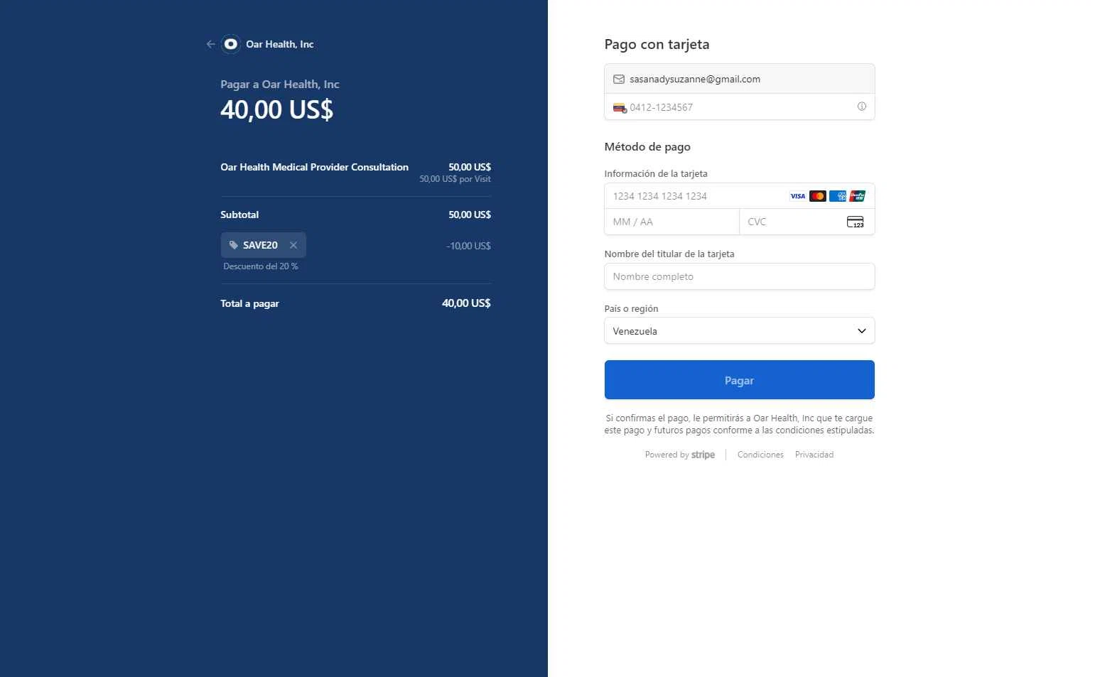 Oar Health checkout page showing Oar Health promo code box | Screenshot taken by SimplyCodes community member on Oct 11, 2025
