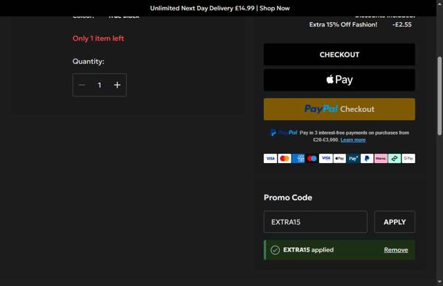 Oasis Clothing checkout page showing Oasis Clothing promo code box | Screenshot taken by SimplyCodes community member on Sep 15, 2025