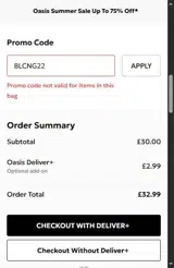 Oasis Clothing coupon verification screenshot
