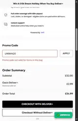 Oasis Clothing coupon verification screenshot