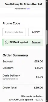 Oasis Clothing coupon verification screenshot