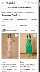 Oasis Clothing coupon verification screenshot