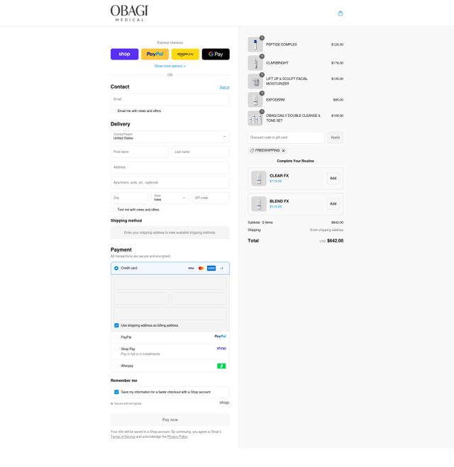 Obagi Medical checkout page showing Obagi Medical discount code box | Screenshot taken by SimplyCodes community member on Sep 13, 2025