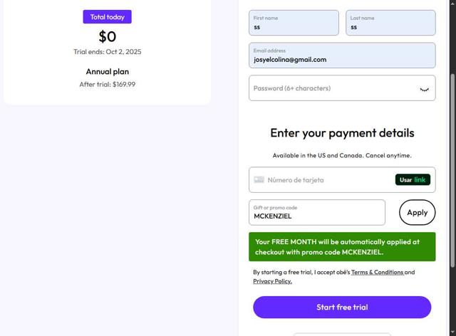 Obe Fitness checkout page showing Obe Fitness promo code box | Screenshot taken by SimplyCodes community member on Sep 2, 2025
