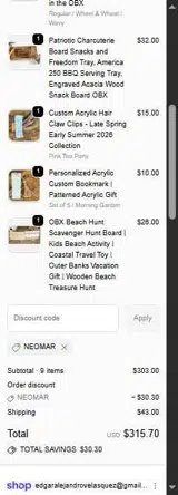 NEOMAR coupon verification screenshot