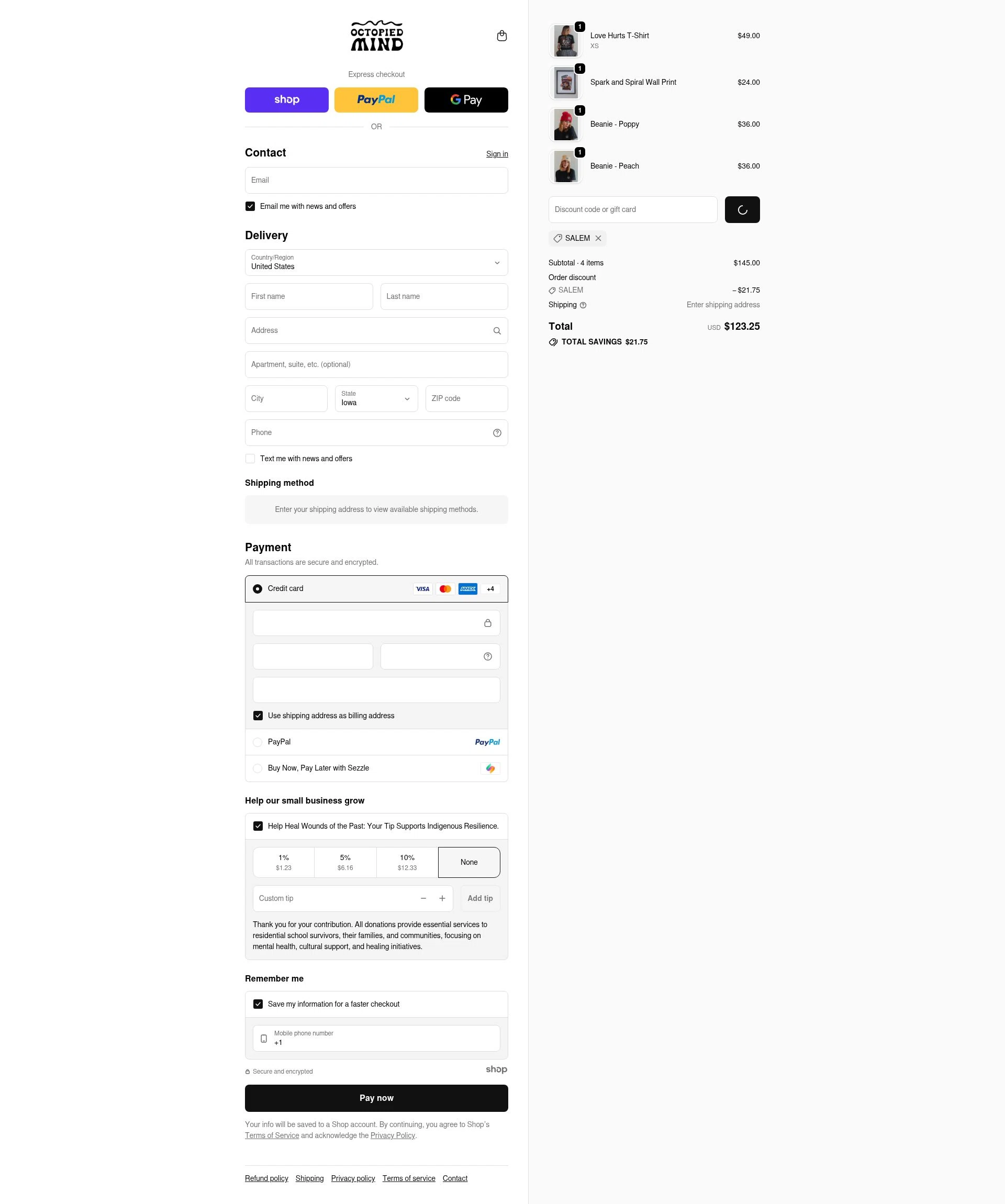 Octopied Mind checkout page showing Octopied Mind coupon code box | Screenshot taken by SimplyCodes community member on Dec 24, 2025