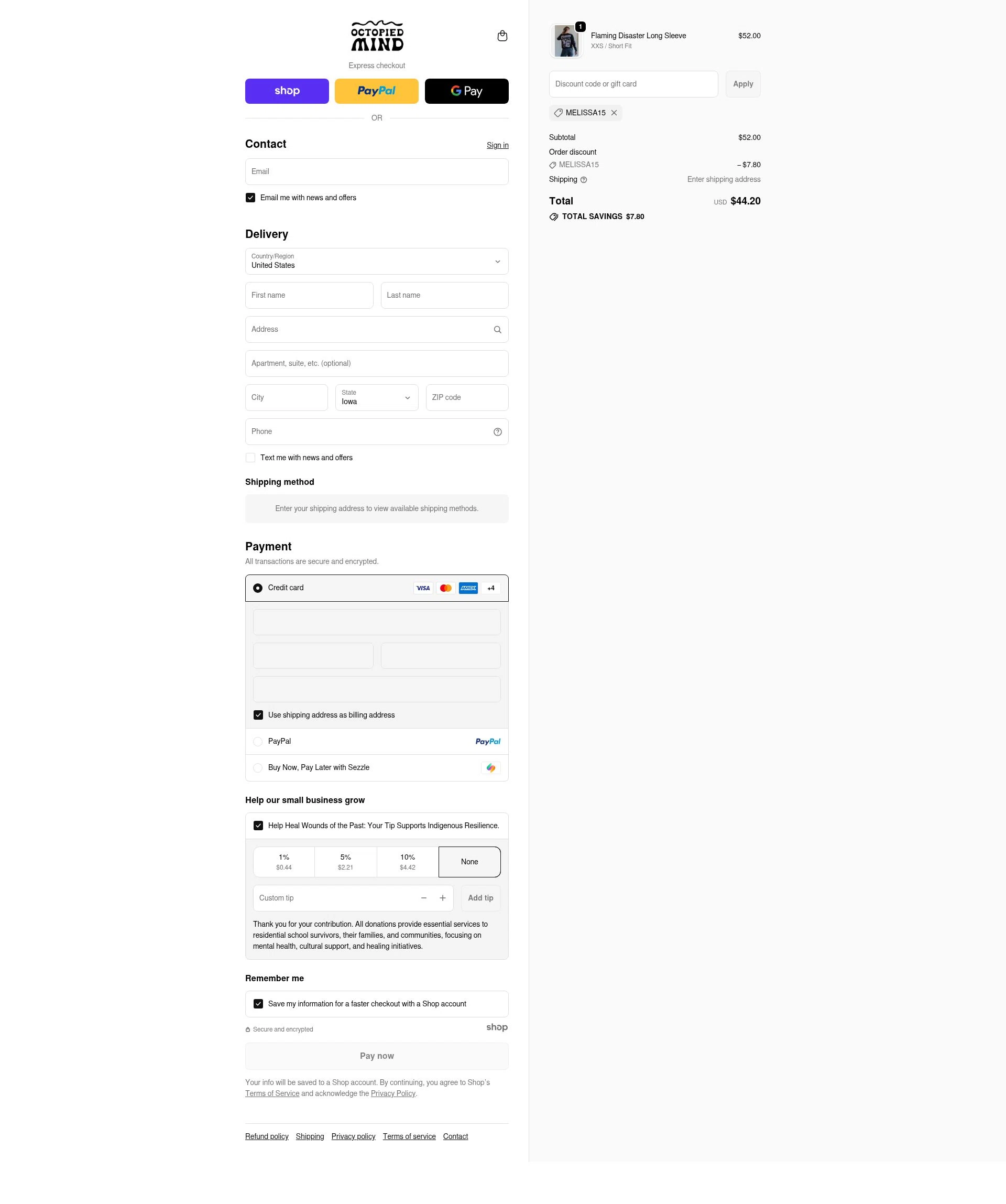Octopied Mind checkout page showing Octopied Mind coupon code box | Screenshot taken by SimplyCodes community member on Dec 6, 2025
