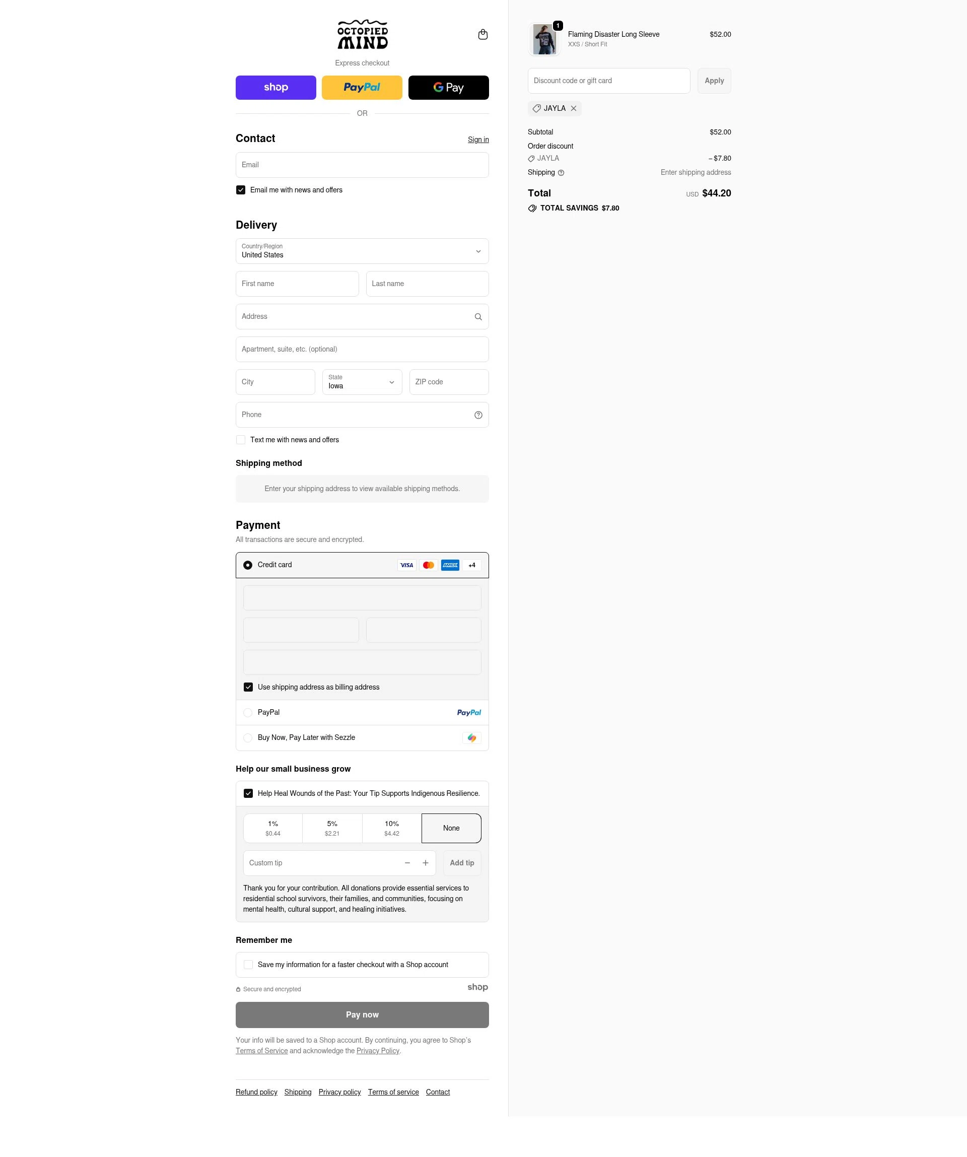 Octopied Mind checkout page showing Octopied Mind coupon code box | Screenshot taken by SimplyCodes community member on Dec 6, 2025