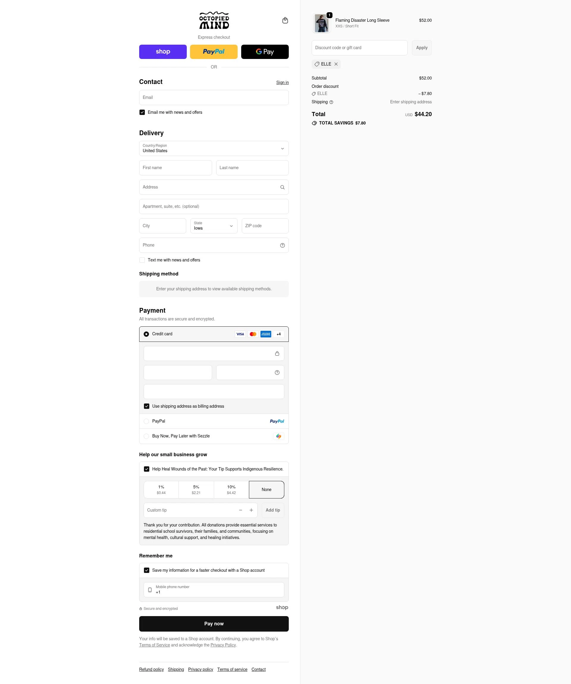 Octopied Mind checkout page showing Octopied Mind coupon code box | Screenshot taken by SimplyCodes community member on Dec 6, 2025