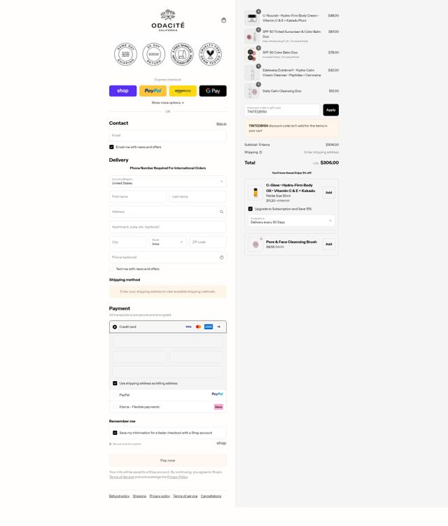 Odacite checkout page showing Odacite promo code box | Screenshot taken by SimplyCodes community member on Sep 11, 2025