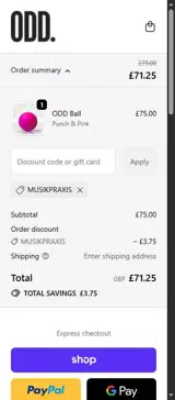 MUSIKPRAXIS coupon verification screenshot