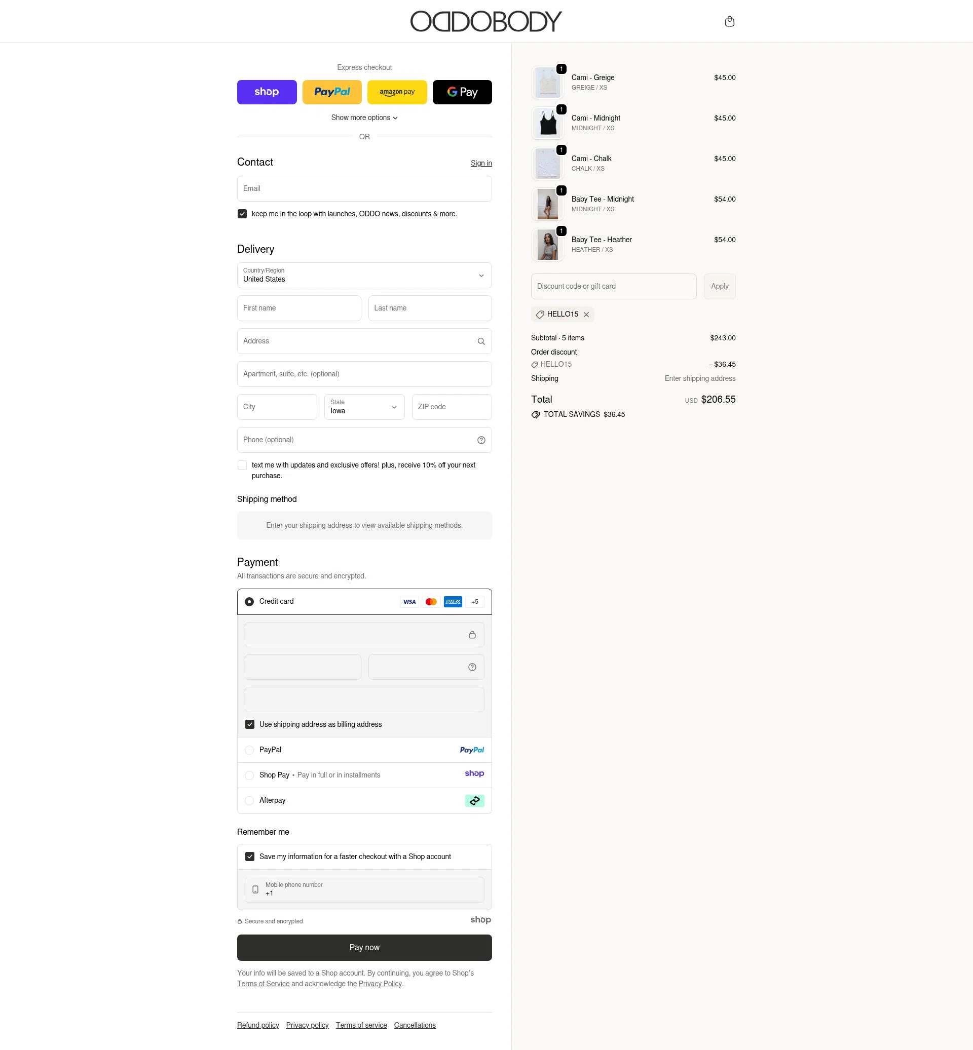 OddoBody checkout page showing OddoBody discount code box | Screenshot taken by SimplyCodes community member on Nov 21, 2025