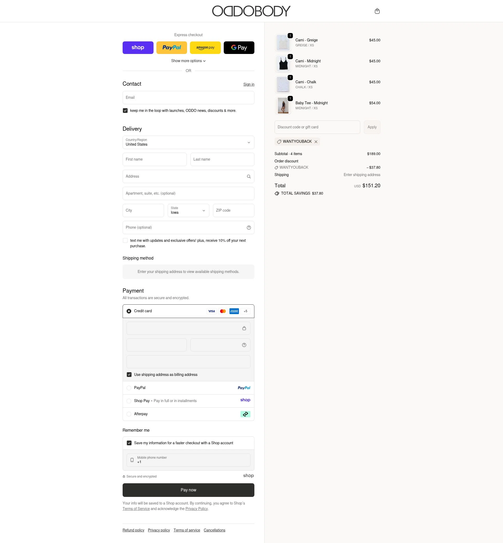 OddoBody checkout page showing OddoBody discount code box | Screenshot taken by SimplyCodes community member on Nov 16, 2025