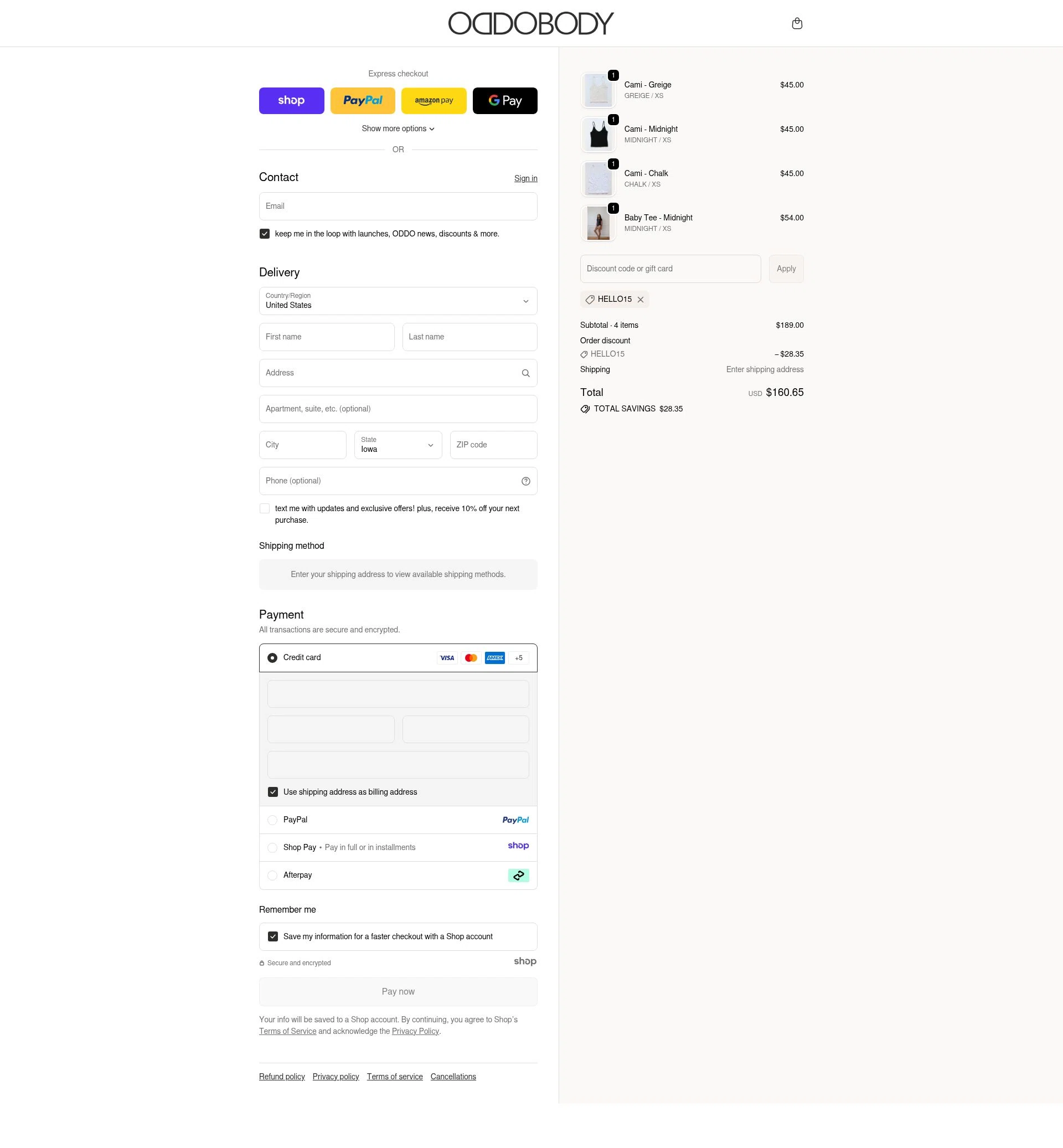 OddoBody checkout page showing OddoBody discount code box | Screenshot taken by SimplyCodes community member on Nov 16, 2025