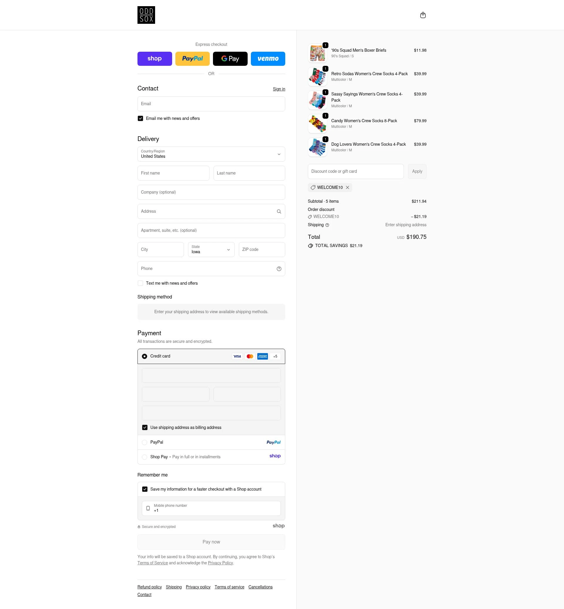 Odd Sox checkout page showing Odd Sox promo code box | Screenshot taken by SimplyCodes community member on Dec 7, 2025