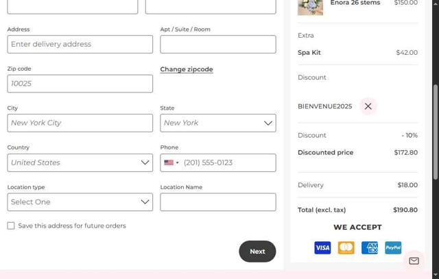 Ode A La Rose checkout page showing Ode A La Rose promo code box | Screenshot taken by SimplyCodes community member on Aug 21, 2025