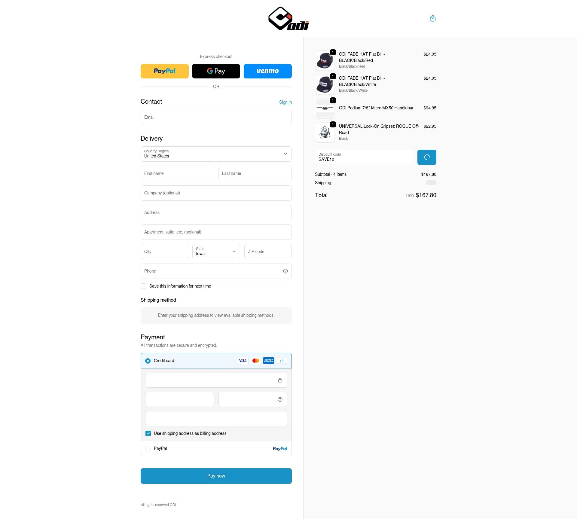 Odi Grips checkout page showing Odi Grips discount code box | Screenshot taken by SimplyCodes community member on Jan 27, 2026