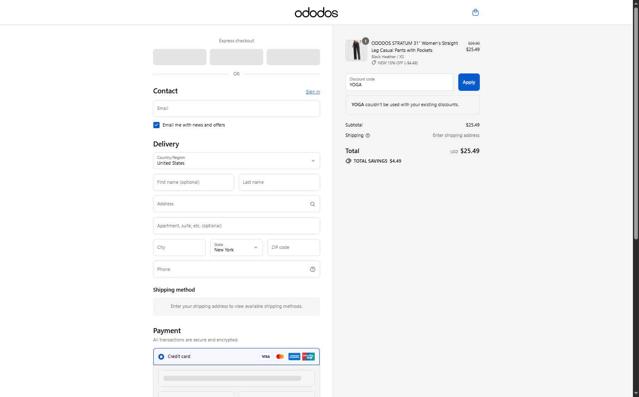 ODODOS checkout page showing ODODOS discount code box | Screenshot taken by SimplyCodes community member on Sep 14, 2025
