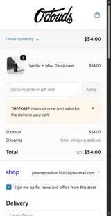 THEPOMP coupon verification screenshot