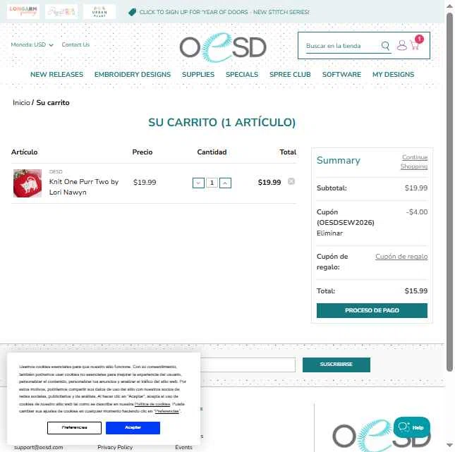 OESD checkout page showing OESD coupon code box | Screenshot taken by SimplyCodes community member on Jan 28, 2026