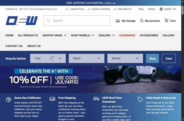 OE Wheels checkout page showing OE Wheels promo code box | Screenshot taken by SimplyCodes community member on Jul 1, 2025