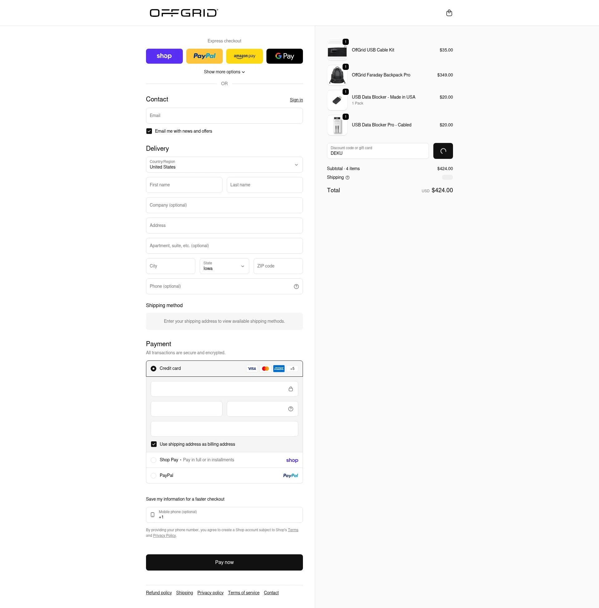 OFFGRID checkout page showing OFFGRID promo code box | Screenshot taken by SimplyCodes community member on Feb 24, 2026