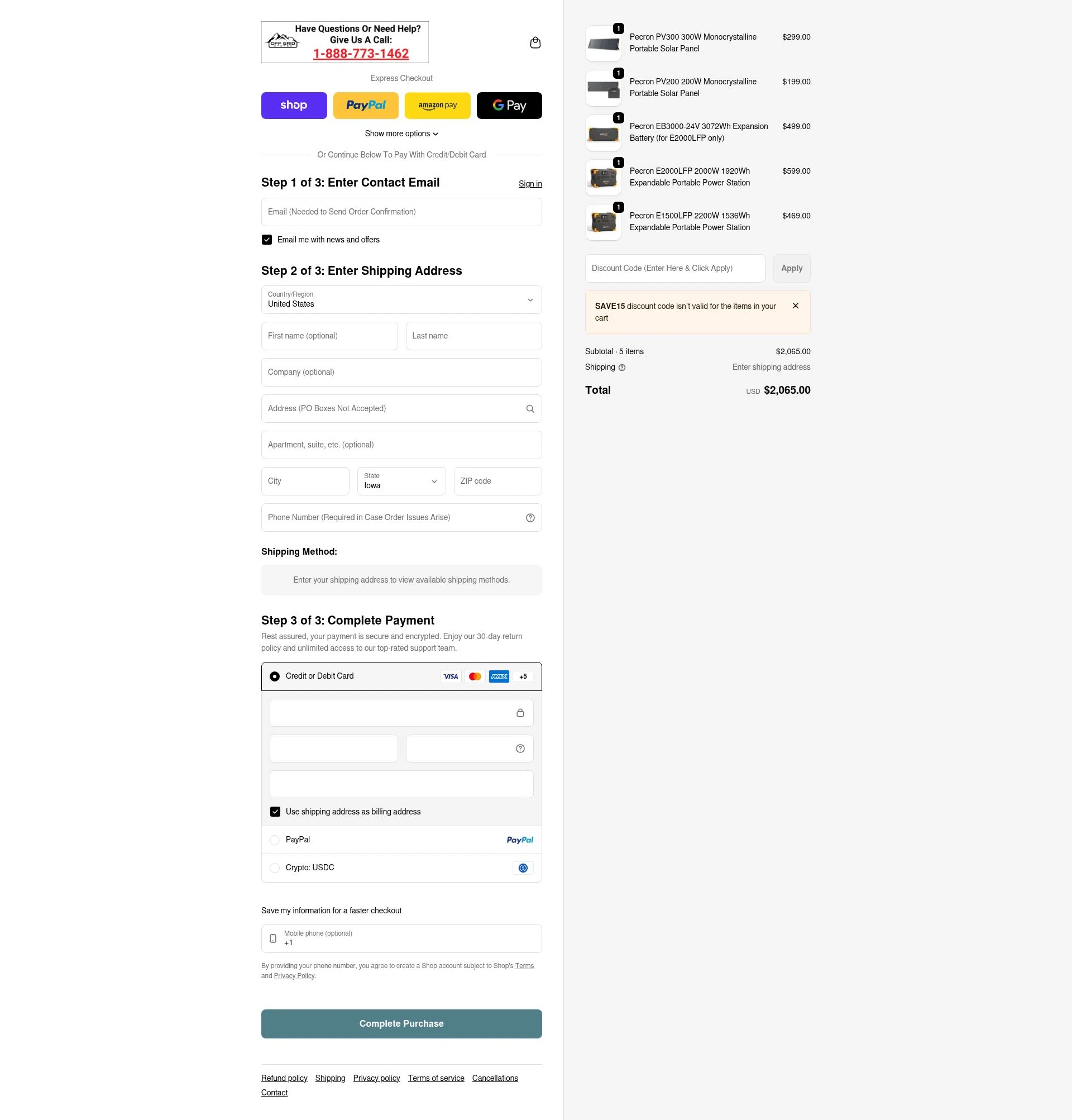 Off Grid Stores checkout page showing Off Grid Stores discount code box | Screenshot taken by SimplyCodes community member on Jan 31, 2026