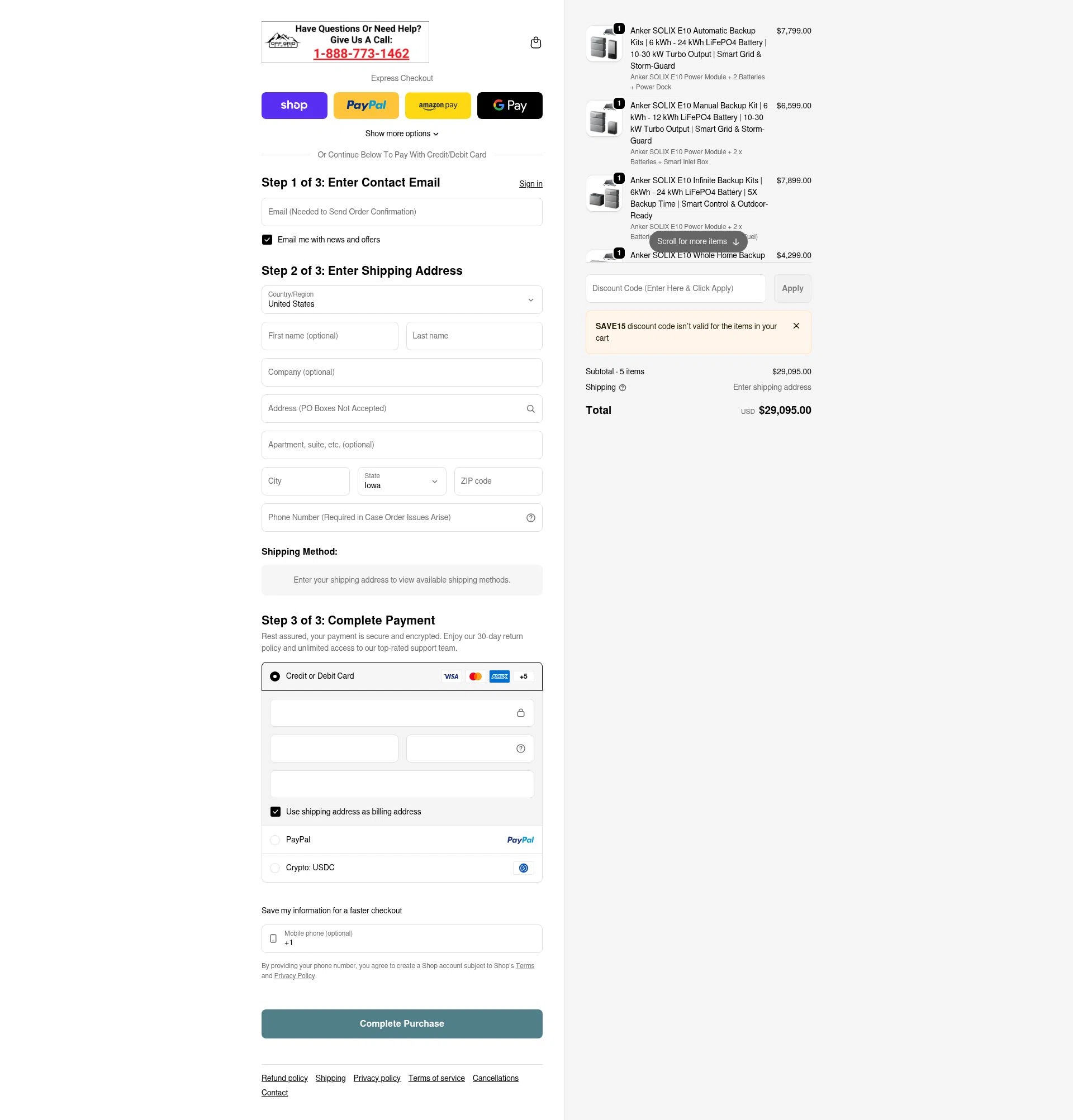 Off Grid Stores checkout page showing Off Grid Stores discount code box | Screenshot taken by SimplyCodes community member on Feb 4, 2026