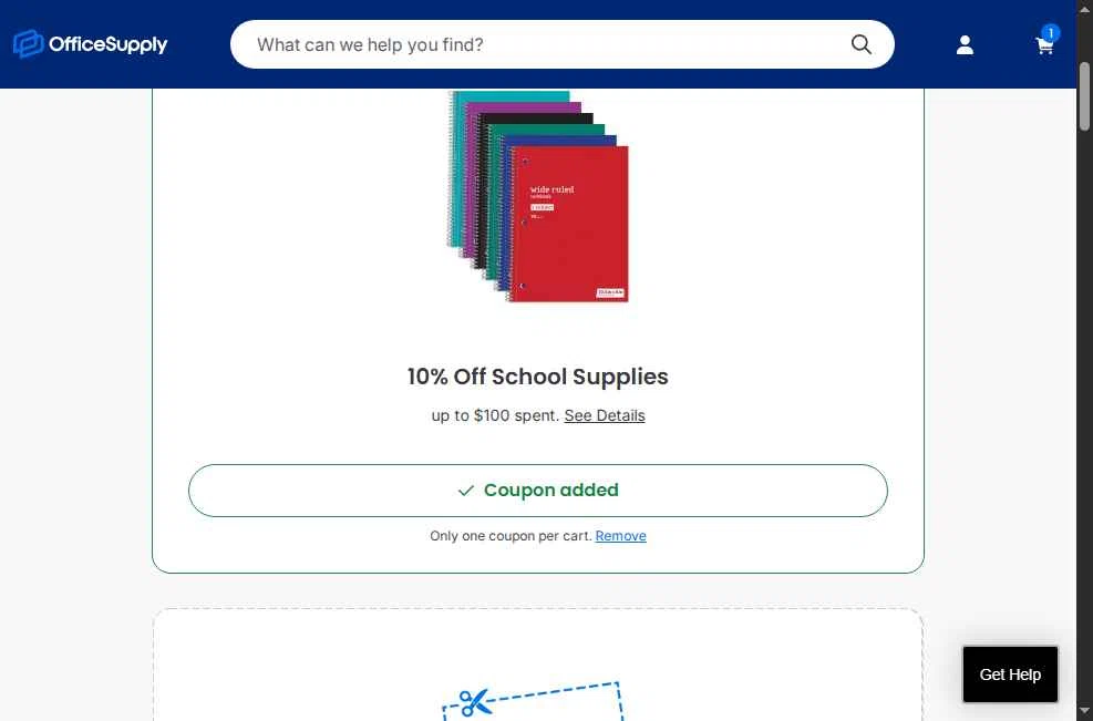 OfficeSupply.com checkout page showing OfficeSupply.com coupon code box | Screenshot taken by SimplyCodes community member on Dec 20, 2025