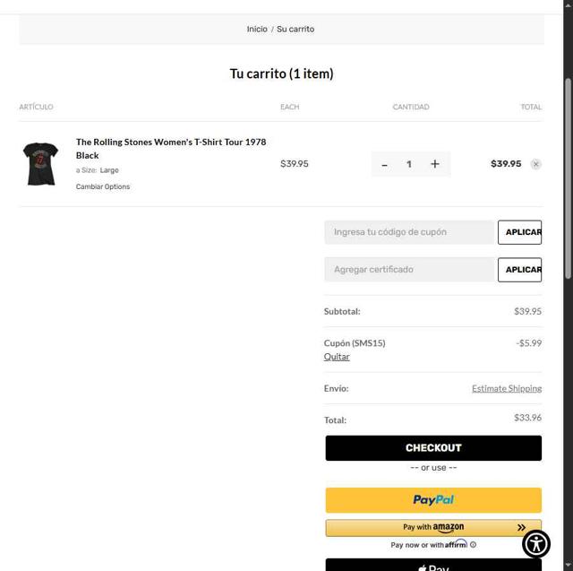 Official Band Shirts checkout page showing Official Band Shirts promo code box | Screenshot taken by SimplyCodes community member on Aug 28, 2025