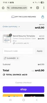 SUMMER coupon verification screenshot