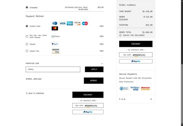 Off-White checkout page showing Off-White promo code box | Screenshot taken by SimplyCodes community member on Jun 14, 2025