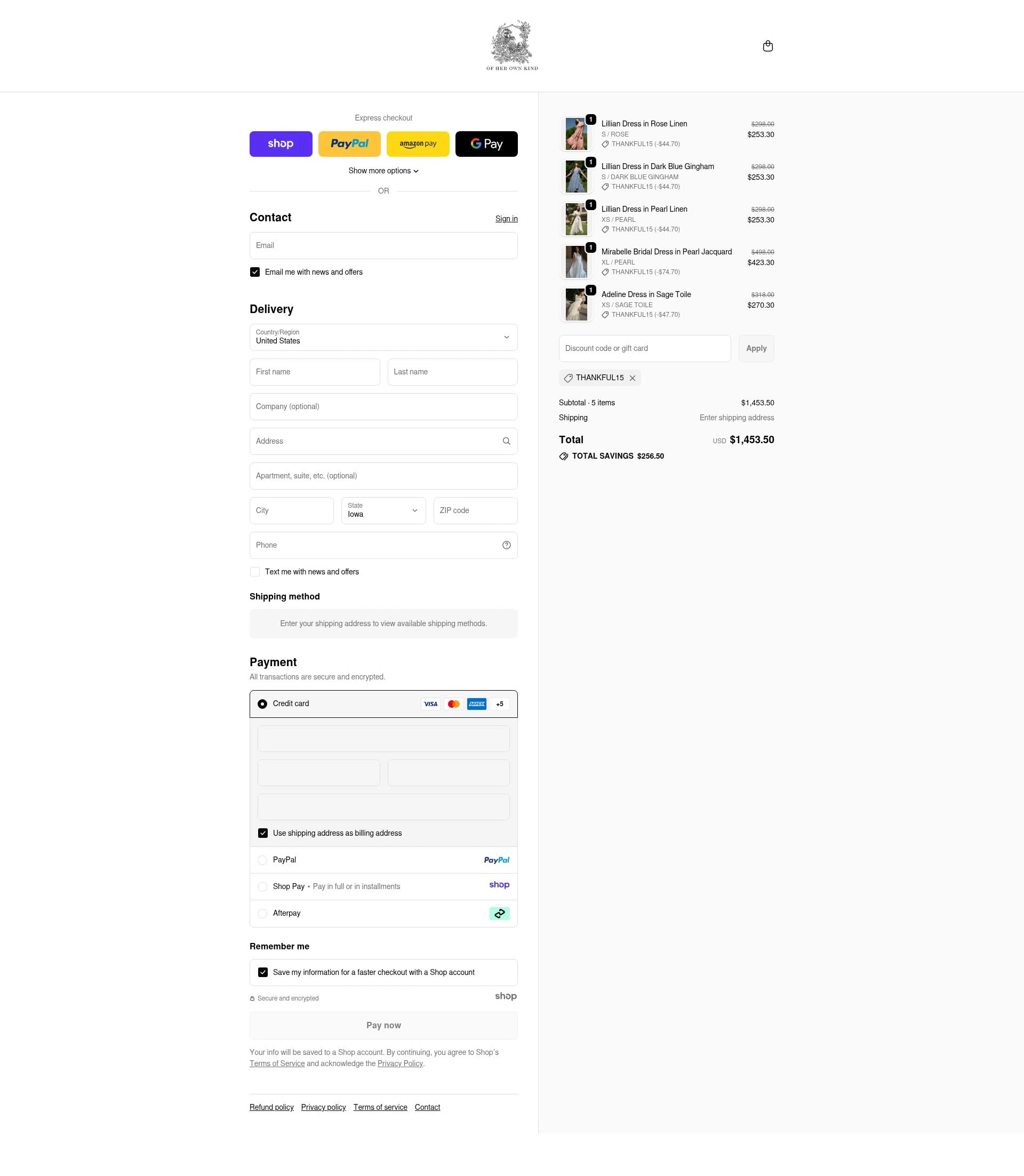 Of Her Own Kind checkout page showing Of Her Own Kind promo code box | Screenshot taken by SimplyCodes community member on Nov 24, 2025