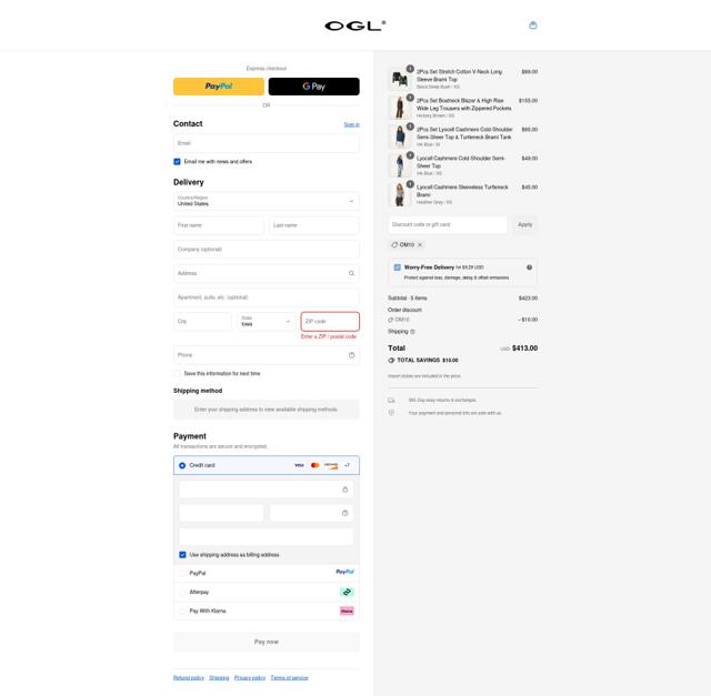 OGLmove checkout page showing OGLmove coupon code box | Screenshot taken by SimplyCodes community member on Sep 11, 2025