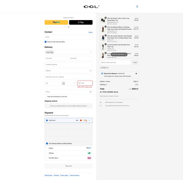 OGLmove checkout page showing OGLmove coupon code box | Screenshot taken by SimplyCodes community member on Sep 11, 2025