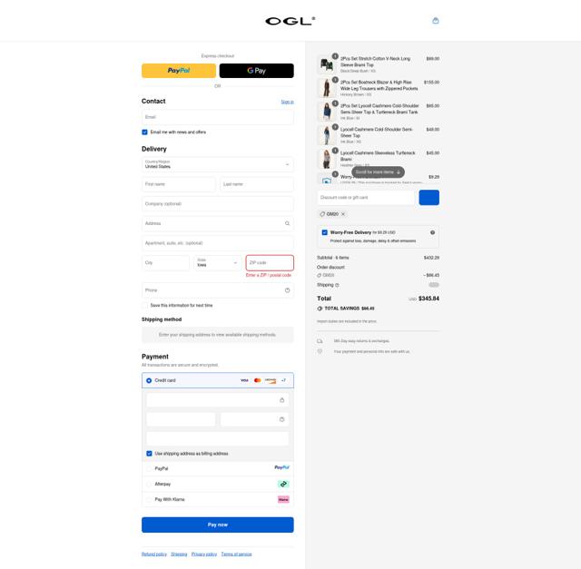 OGLmove checkout page showing OGLmove coupon code box | Screenshot taken by SimplyCodes community member on Sep 11, 2025