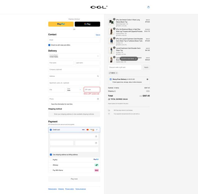 OGLmove checkout page showing OGLmove coupon code box | Screenshot taken by SimplyCodes community member on Sep 11, 2025