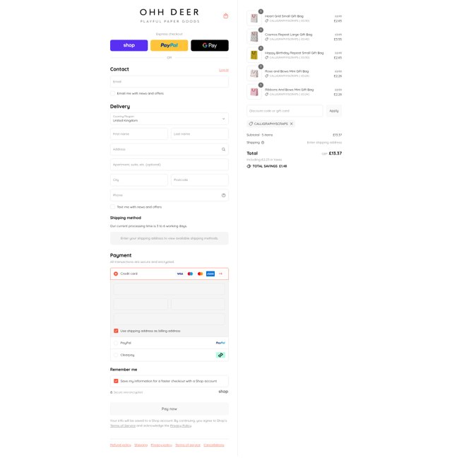 Ohh Deer checkout page showing Ohh Deer promo code box | Screenshot taken by SimplyCodes community member on Aug 30, 2025