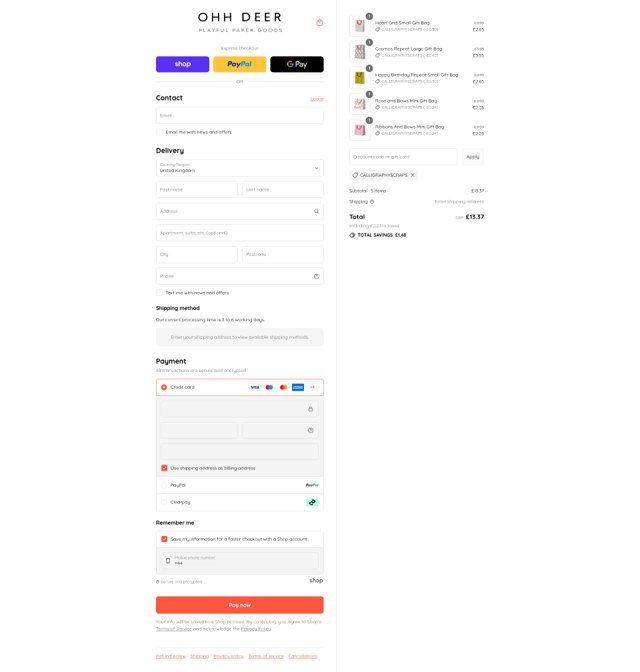 Ohh Deer checkout page showing Ohh Deer promo code box | Screenshot taken by SimplyCodes community member on Sep 3, 2025