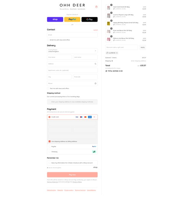 Ohh Deer checkout page showing Ohh Deer promo code box | Screenshot taken by SimplyCodes community member on Sep 3, 2025