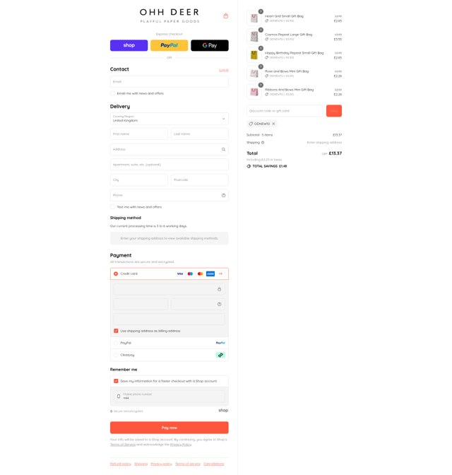 Ohh Deer checkout page showing Ohh Deer promo code box | Screenshot taken by SimplyCodes community member on Sep 3, 2025