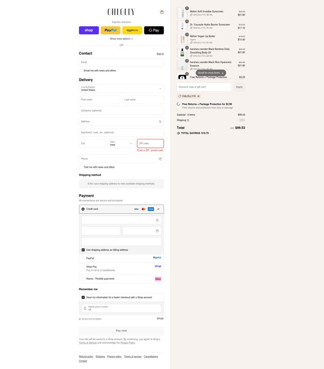 Ohlolly checkout page showing Ohlolly discount code box | Screenshot taken by SimplyCodes community member on Sep 14, 2025