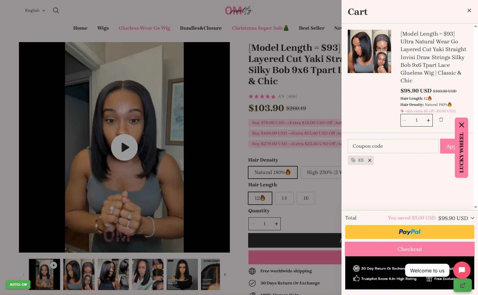 OhMyPretty checkout page showing OhMyPretty coupon code box | Screenshot taken by SimplyCodes community member on Dec 6, 2025