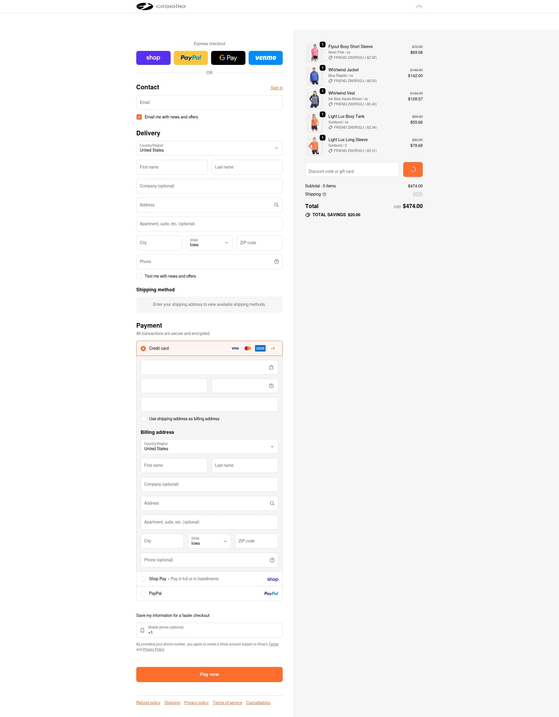 Oiselle checkout page showing Oiselle coupon code box | Screenshot taken by SimplyCodes community member on Feb 19, 2026
