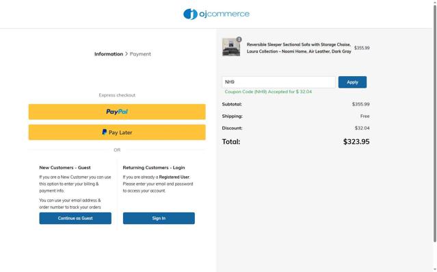 OJCommerce checkout page showing OJCommerce promo code box | Screenshot taken by SimplyCodes community member on Jul 11, 2025