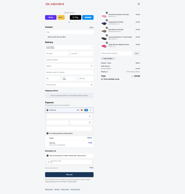 Okabashi checkout page showing Okabashi discount code box | Screenshot taken by SimplyCodes community member on Sep 12, 2025
