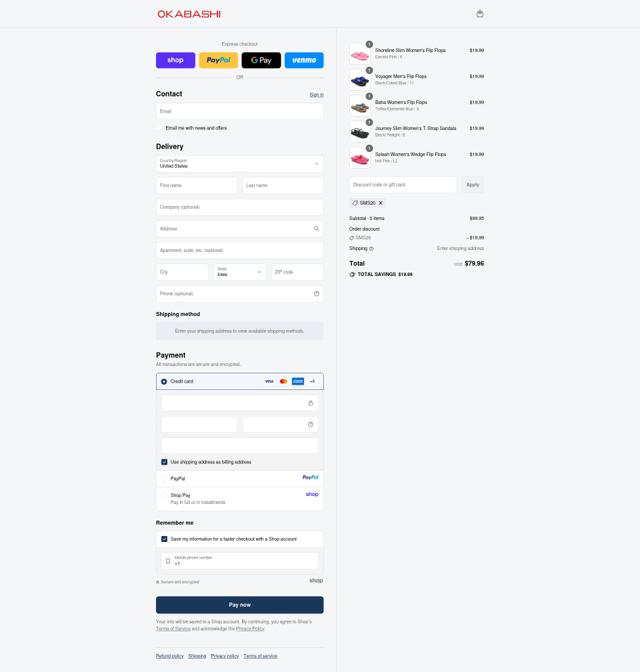 Okabashi checkout page showing Okabashi discount code box | Screenshot taken by SimplyCodes community member on Sep 12, 2025