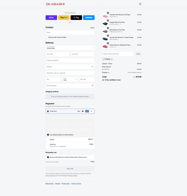 Okabashi checkout page showing Okabashi discount code box | Screenshot taken by SimplyCodes community member on Sep 12, 2025